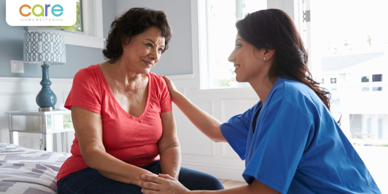 mobile friendly girl taking care of old women