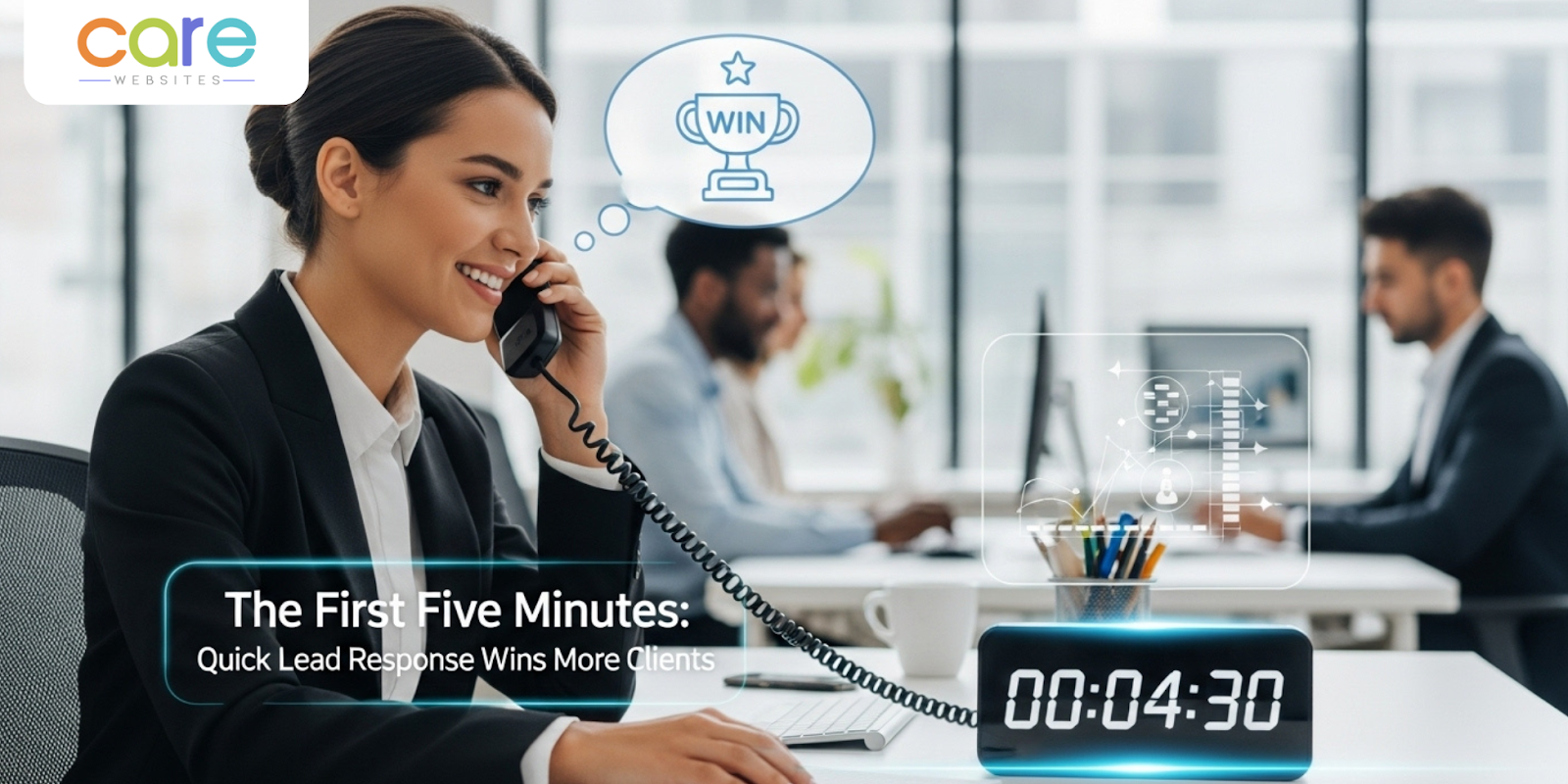 office girl talking on phone